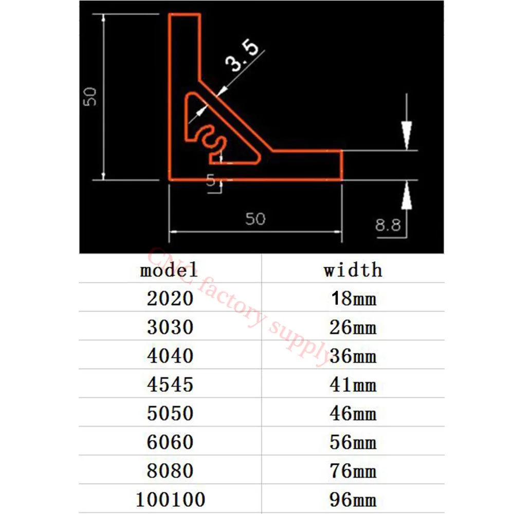 1pc  adapting 90 degree inscribed corner bracket angle connector EU standard 20/30/40/45/50/60/80 series Aluminum Profile parts