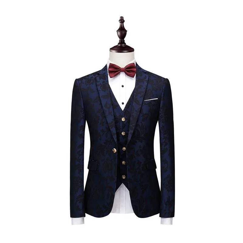 Men Suits With Print Brand Navy Blue Mens Floral Blazer Designs Mens Paisley Blazer Slim Fit Suit Jacket Men Wedding Tuxedos 3pc Men Suits With Print Brand Navy Blue Mens Floral Blazer Designs Mens Paisley Blazer Slim Fit Suit Jacket Men Wedding Tuxedos 3pc