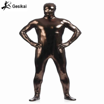 

Men's Metallic Zentai Full Bodysuit Men Costum Made Brown Color Tights Suits Men's Full Bodysuit Cosplay Halloween Costumes