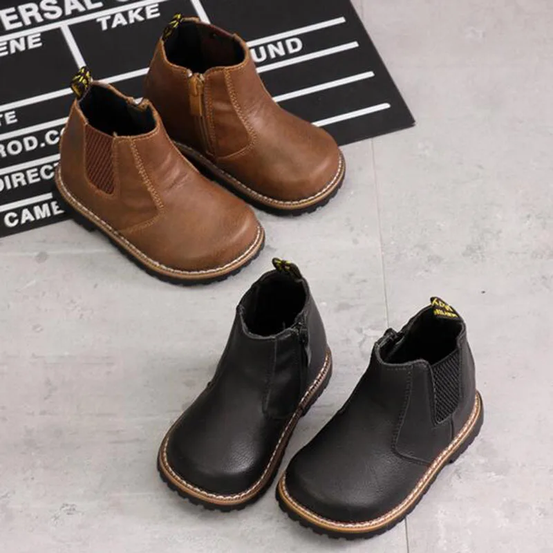 

Korean Style Autumn Wear Baby Boys' Girls' Casual Flats Ankle Boot,Breathable Soft Bottom Round Toe Genuine Leather High Quality