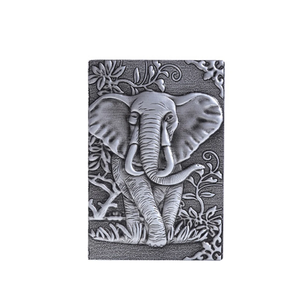 

Eye Protect 3D Lined-Blank Notebook Elephant Notepad Vintage Diary PU Leather Writing Embossed Cover Journal Pocket Anniversary