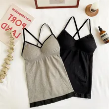 Женские беспроводные бюстгальтеры, бесшовный бюстгальтер с подушечками, однотонная майка на бретелях