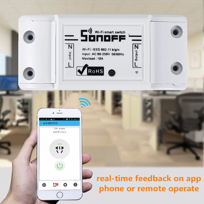 Sonoff базовый умный Wifi переключатель DIY дистанционный беспроводной умный переключатель Domotica Wifi выключатель света Умный дом работает с Alexa