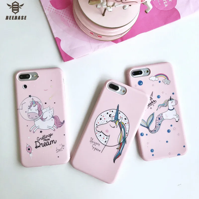Case for iphone 6 Case for iphone 7 Case for iphone 6s 7 plus 8 plus funda Funny Cartoon Unicorn silicone case for iphone x capa