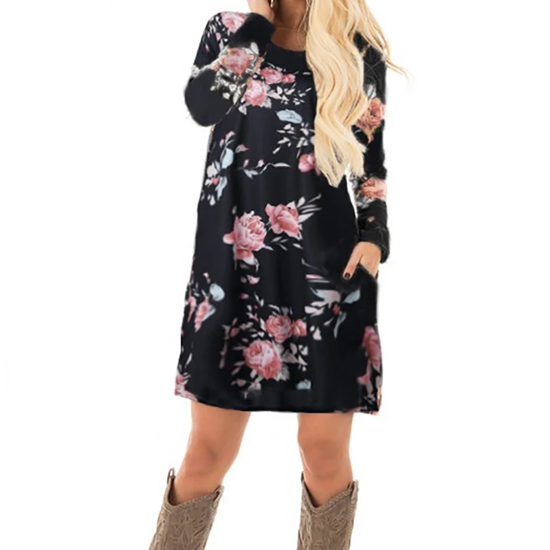 Women Autumn Fl Printed Dress 2017 Female Long Sleeve Mini Women Autumn Fl Printed Dress 2017 Female Long Sleeve Mini Dresses Cotton Casual Plus Size Summer Gv845 In From S Clothing
