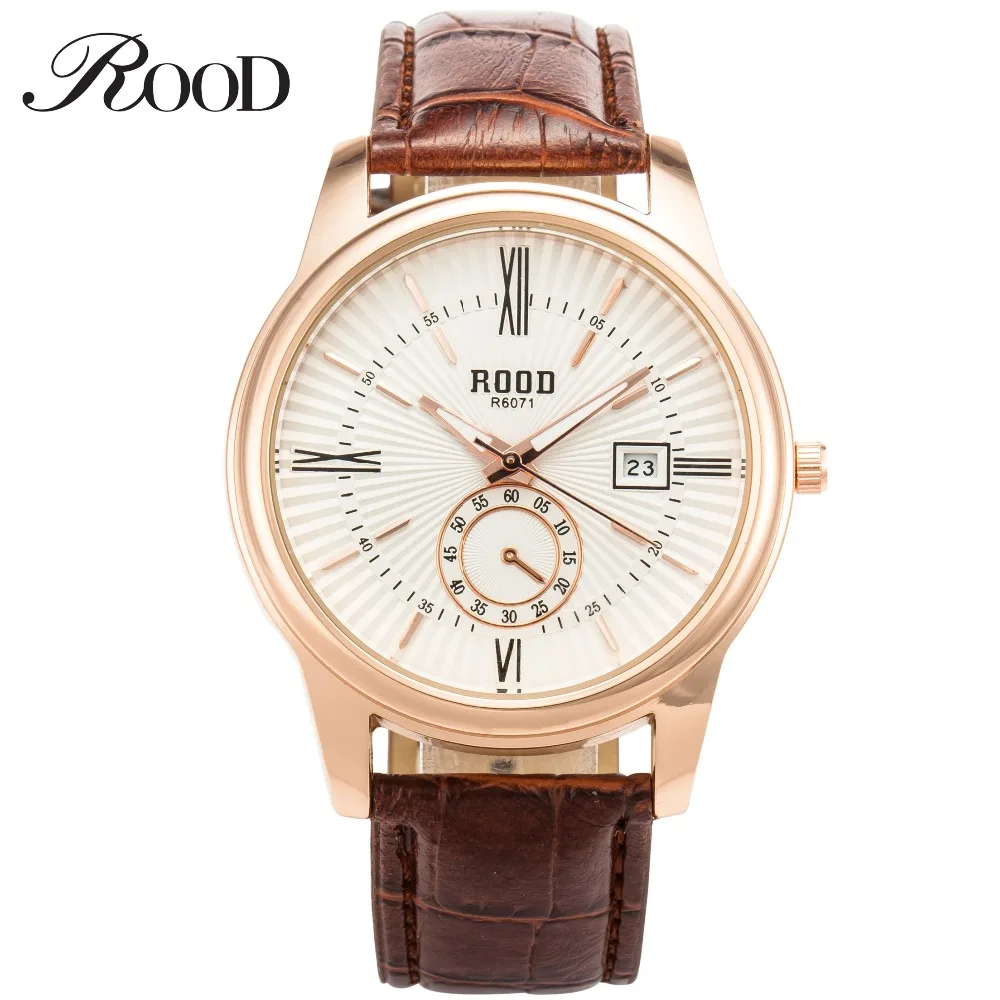 

Fashion Men Watch ROOD Casual Watches Men Top Brand Luxury Waterproof Leather Men Wristwatches Quartz Watch reloj hombre