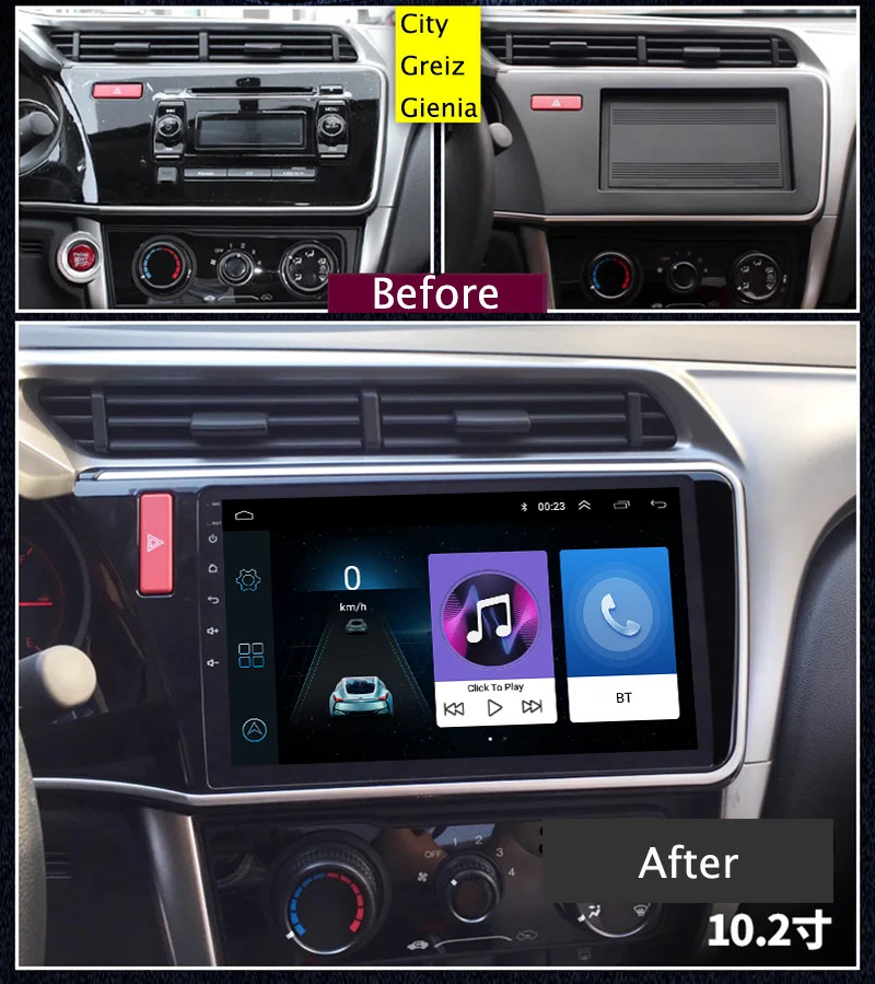 Discount 10.1inch 2.5D IPS Tempered HD multi-touch screen Android 8.1 NAVI  for Honda city 2015-2018 with Bluetooth USB WIFI support SWC 1
