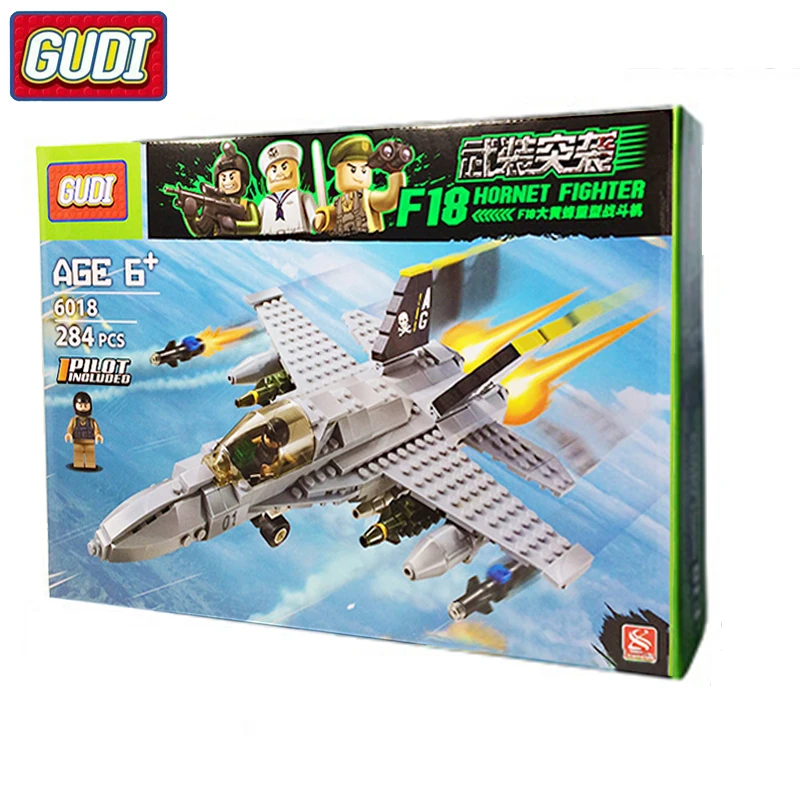 

GUDI 6018 Armed Series Hornet Fighter DIY Building Blocks Educational Toy Bricks To Improve Imagination Children's Day Gifts