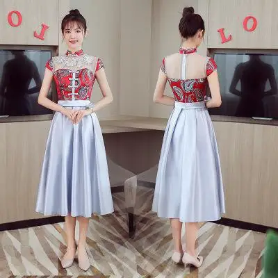 Классический воротник мандарина женский Qipao сексуальное перспективное китайское свадебное платье подружки невесты винтажное Восточное женское тонкое Cheongsam - Цвет: Style 3