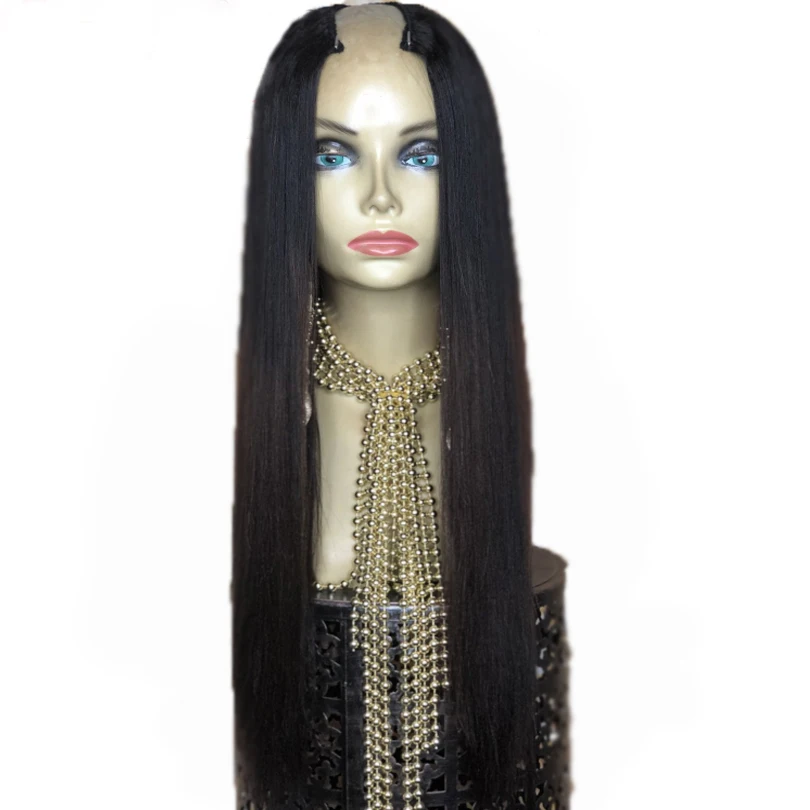 

Simbeauty U Part Wig Human Hair Straight 2*4 size For Black Women With Peruvian Remy Hair Middle Opening Natural Hairline