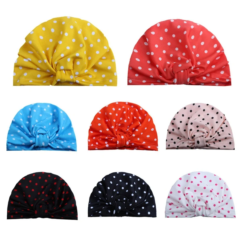 

Sweet Dot Baby Girl Hat With Knotted Candy Color Baby Cap For Girls Elastic Infant Accessories