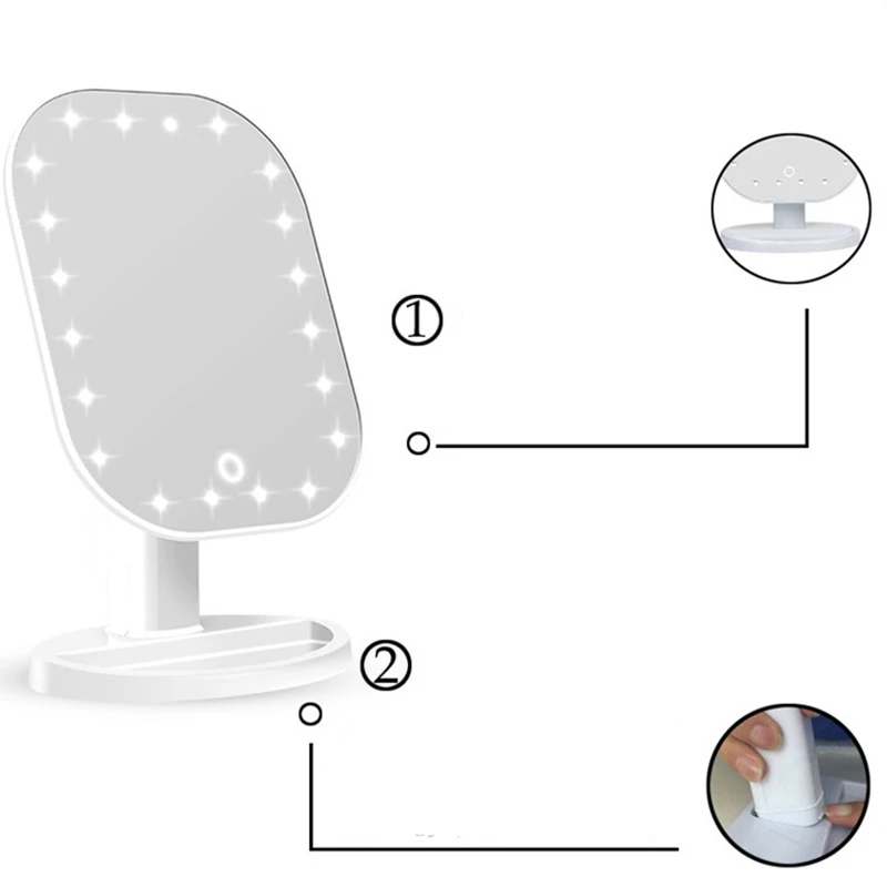Сенсорный диммер зеркало нажатие на экран макияж зеркало роскошное зеркало с 20 светодиодными лампами 180 градусов регулируемое настольное