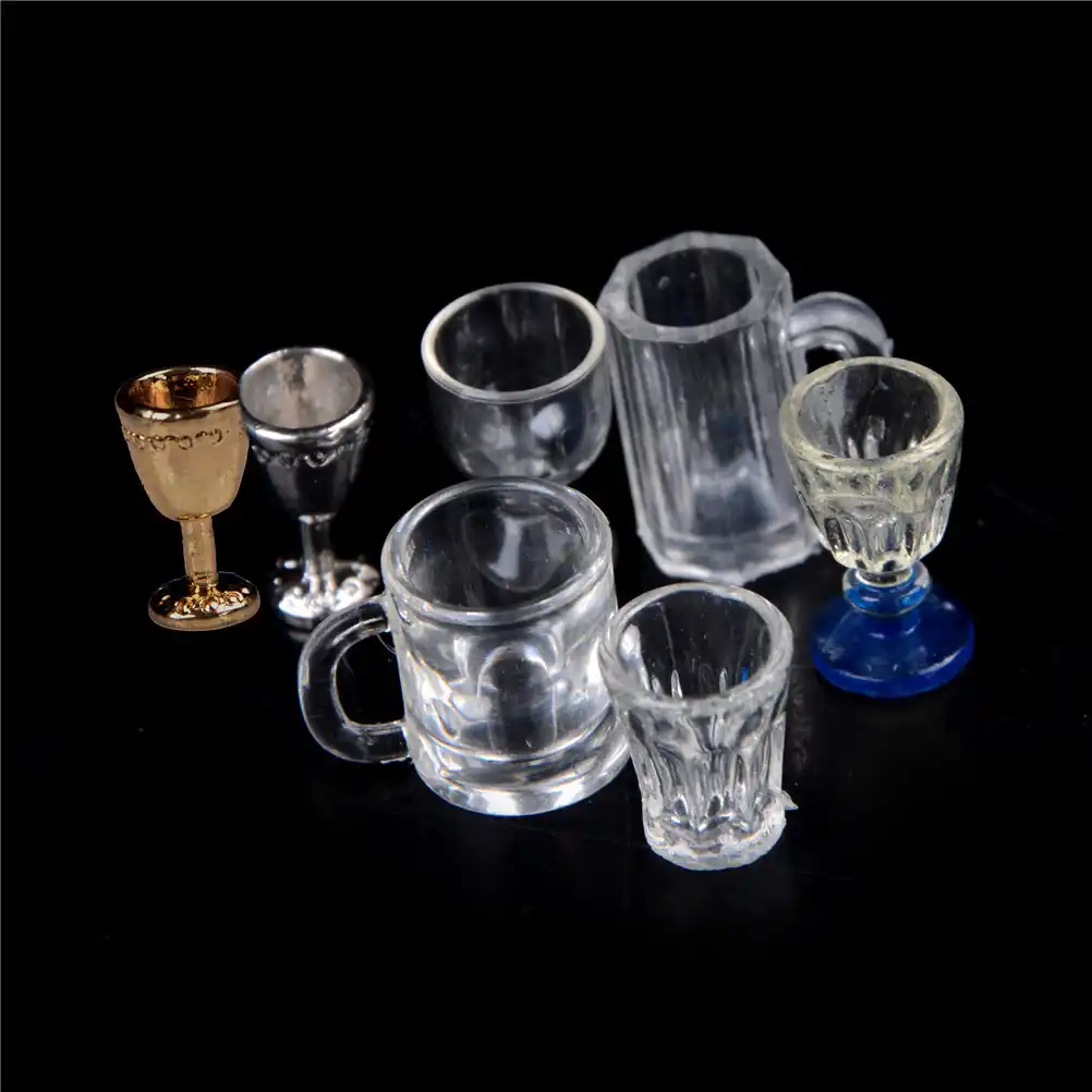 T 4 pcs 1//12 Doll house Miniature kitchen tableware plastic beer mug glass cups