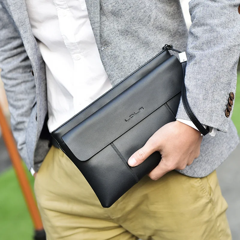 

Luxury Brand 100% Genuine Leather Men Clutch Bag Fashion Handbag Cowhide Male Day Clutch Purse Wristlet Phone Wallet Card Holder