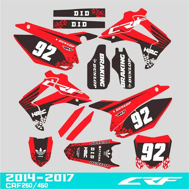 Изготовленный На Заказ CRF250 Мотокросс цифровой наклейка-& amp CRF450R CRF450 13-16 CRF 250 250R 450 450R - Цвет: Red and black