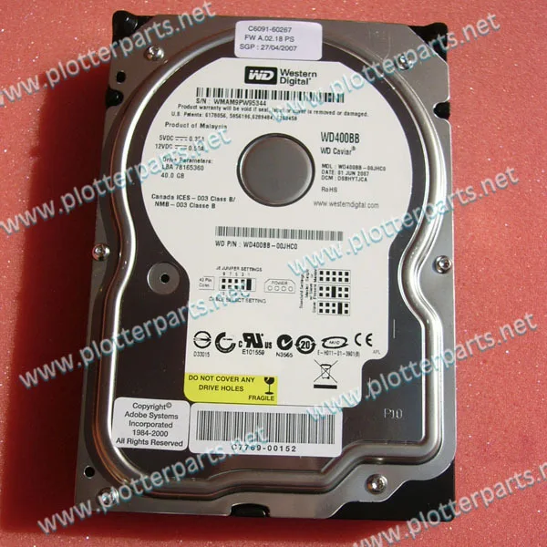  Disco Duro C6090-60344 HDD con Firmware para HP DJ 5000 5000UV Original pieza Plotter usada