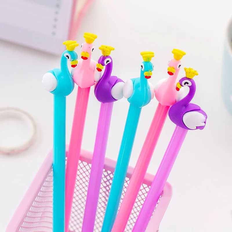 

36 pcs/lot Flamingo Crown Gel Pen Cute 0.5 mm black ink Signature pens for writing office school supplies stationery gift