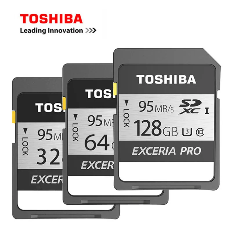 100% Оригинальные TOSHIBA sd-карта карты EXCERIA PRO 64 ГБ и 128 Гб 32 GB Class 10 UHS-I U3 SDHC SDXC sd-карта карты памяти 95 МБ/с. для видеокамеры