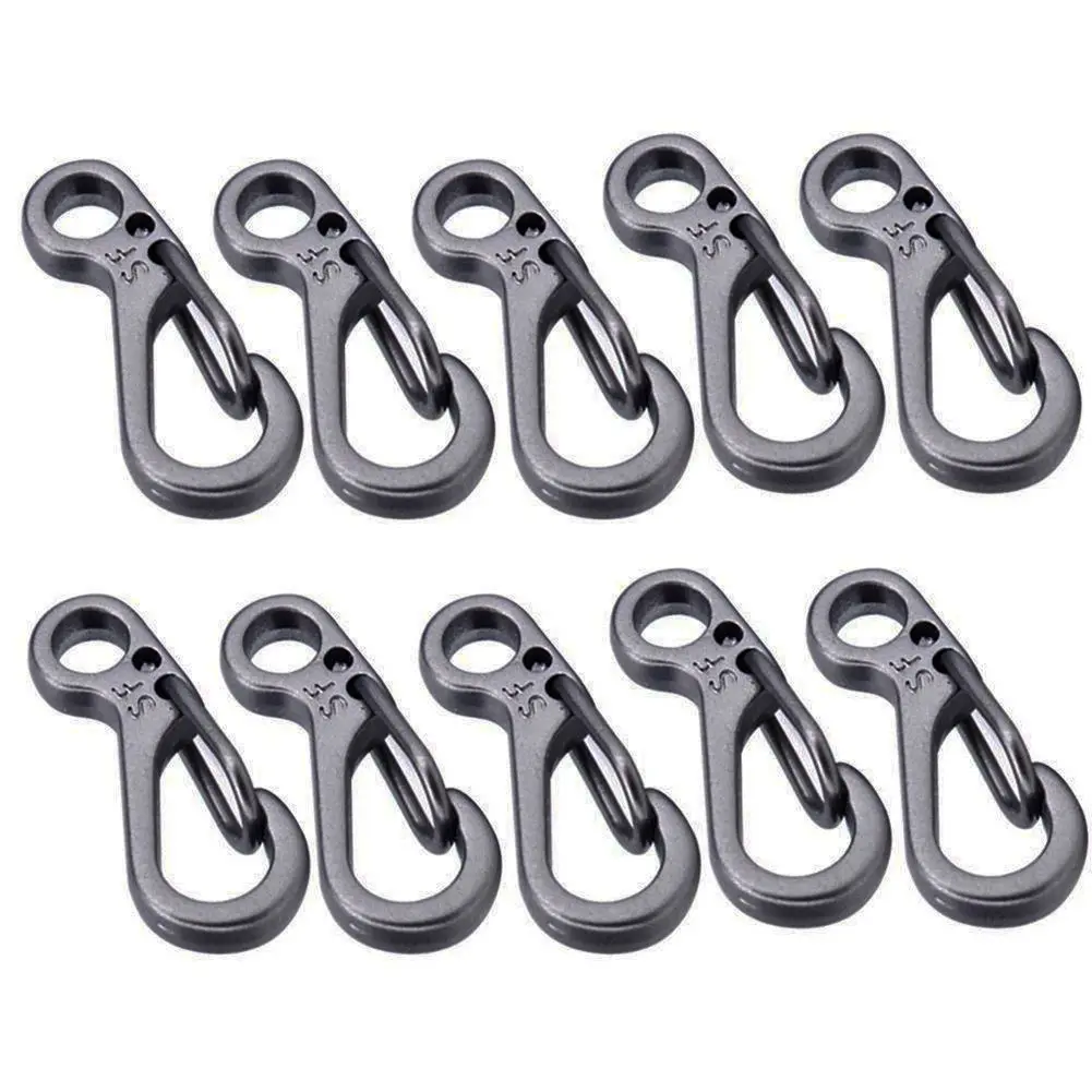

10PCS/Mini Spring Backpack Clasps Climbing Carabiners EDC Keychain Camping Bottle Hooks Survival Gear - Grey