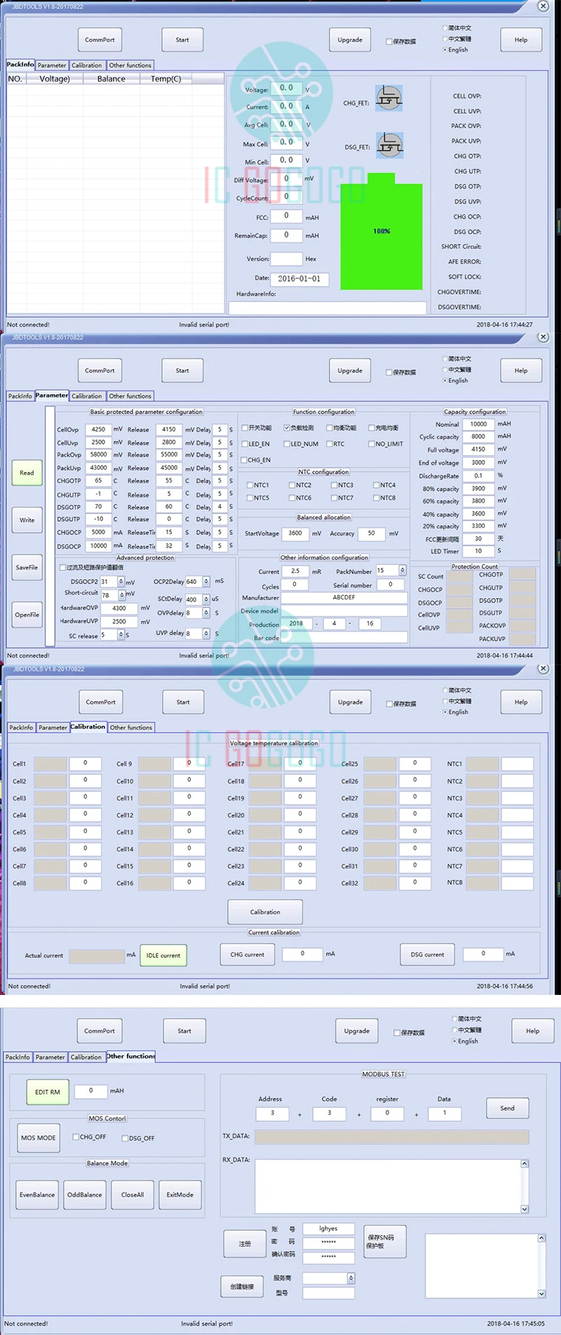 Smart BMS 15S 48V 56V Lipo Lifepo4 литиевая батарея Защитная плата баланс 15 ячеек с коммуникационным приложением PC UART Li-Ion Temp