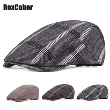 RoxCober, Мужская кепка, газетные Шапки, береты, британский западный стиль, хлопок, продвинутый, плоская кепка, плюща, Классическая, винтажная, полосатая кепка, берет