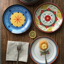 8 дюймов экзотическая ручная роспись Марокканская Италия богемный стиль обеденная тарелка красочные салатные тарелки обеденная круглая декоративная тарелка подарки