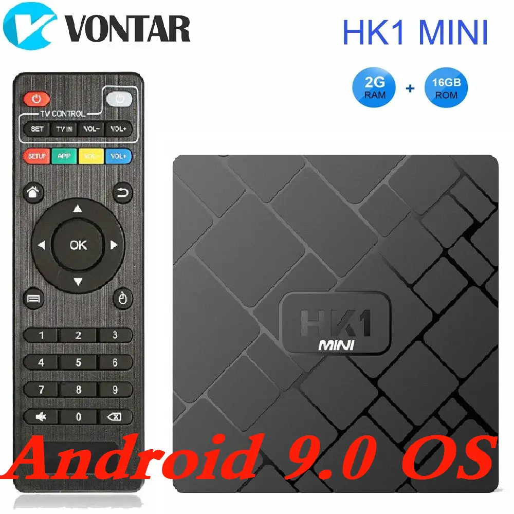 VONTAR 4 K مربع التلفزيون الذكية الروبوت 9.0 HK1 مصغرة مشغل الوسائط Rockchip RK3229 Quadcore 2 GB 16 GB H.265 سبتمبر أعلى مربع HK1MINI الروبوت 8.1