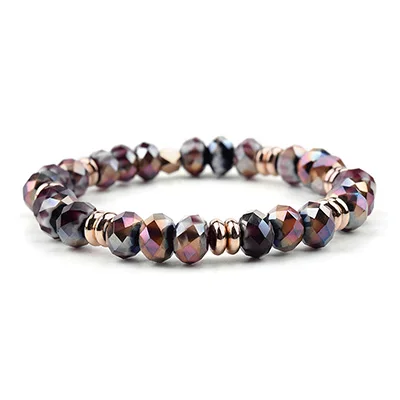 BOJIU Trendy Faceted Crystal Strand Bracelet For Women Cute Pink Purple Gray Black Crystal Bead Bracelet Hot Lady Jewelry BC276 - Окраска металла: Mixcolor Crystal