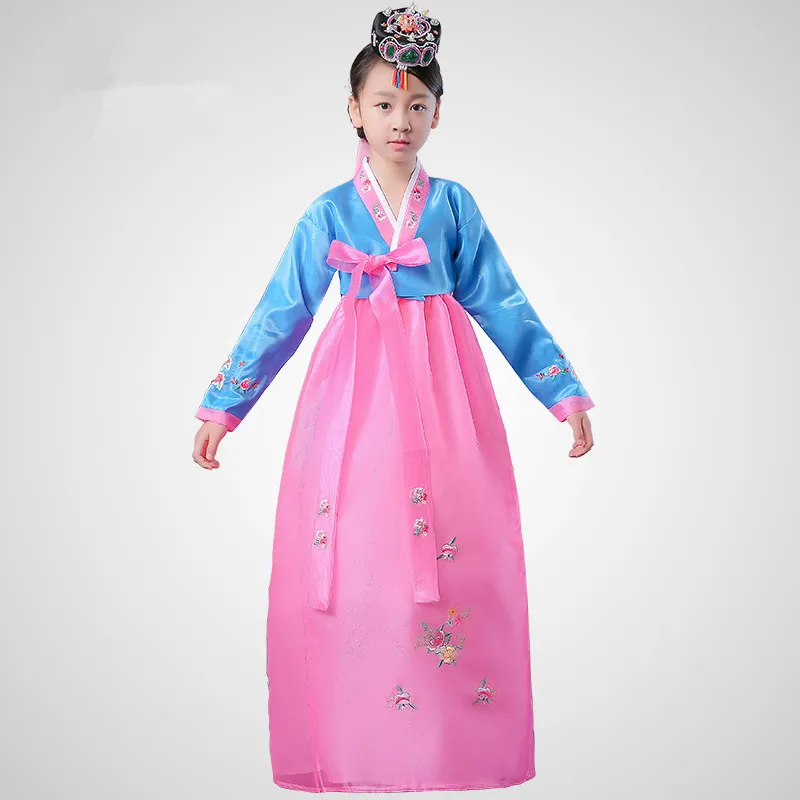 Child Embroidered Korean Traditional Dress Ethnic Minorities Girl