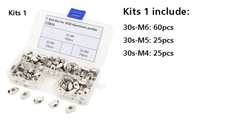 160 шт или 110 шт ассортимент наборов M3 M4 M5 M6 T слот алюминиевый экструзионный профиль T гайка и шаровая Гайка Наборы