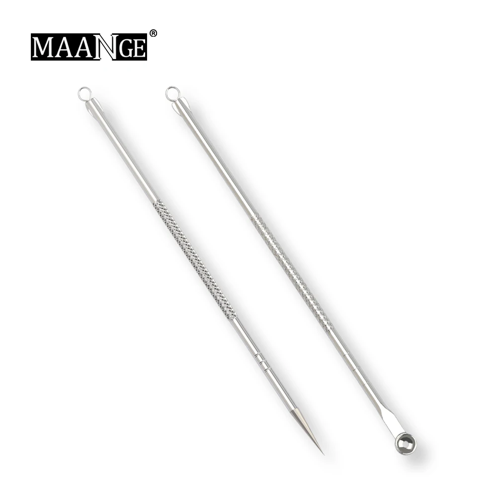 

MAANGE 2pcs/pack Acne Needle Kits Stainless Steel Blackhead Removal Comedone Extractor Pimple Removal Tools Facial Cleanser
