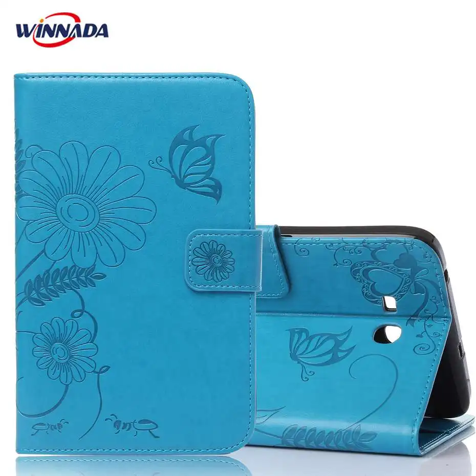 

For Samsung Galaxy Tab 3 Lite 7.0 T110 case PU Leather Stand Protective Case soft TPU back Cover with Card Holder function