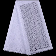 Белая африканская швейцарская вуаль кружевная ткань высокого качества вышивка сухая хлопковая Кружевная Ткань 5 ярдов нигерийская кружевная ткань Y1434