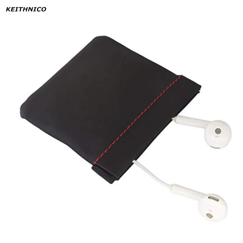 

KEITHNICO 5Pcs Mini Portable PU Leather Earphone Bag Headphone Accessories Storage Mini Earbuds Protective Package Case