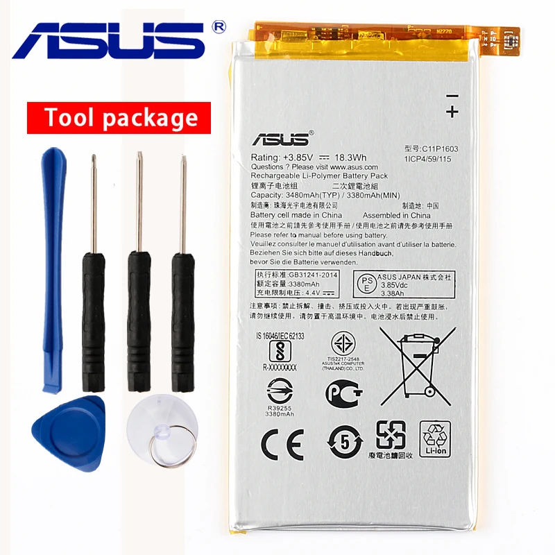 Оригинальный аккумулятор ASUS C11P1603 для zenfone 3 deluxe 5 дюйма ZB690KL Z01FD ZS550KL 3480