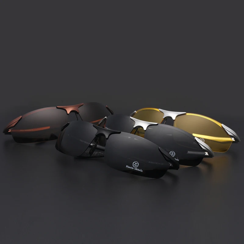 Comprar 2018 de aluminio y magnesio, gafas de sol para hombres, gafas de UV400 conducción de la visión nocturna gafas de deporte gafas de sol, gafas de sol con caja