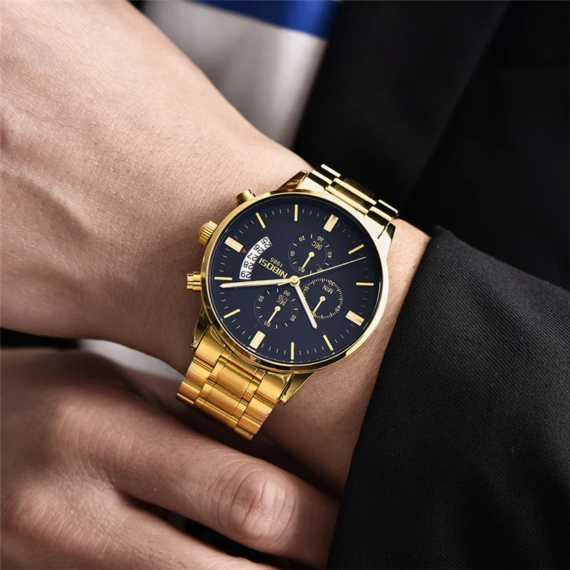 

Dropshipping Luxury Business Watches Chronograph Auto Date Waterproof Stop Watch Male Stainless Steel Quartz Wrist Watch 2309