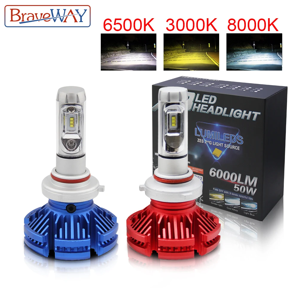 

BraveWay 3000K 6500K 8000K Led Bulb H7 H4 H11 9005 9006 Led Dual Headlight Bulb Auto Lamp Led Light for Car 12000LM 12V 24V Lamp