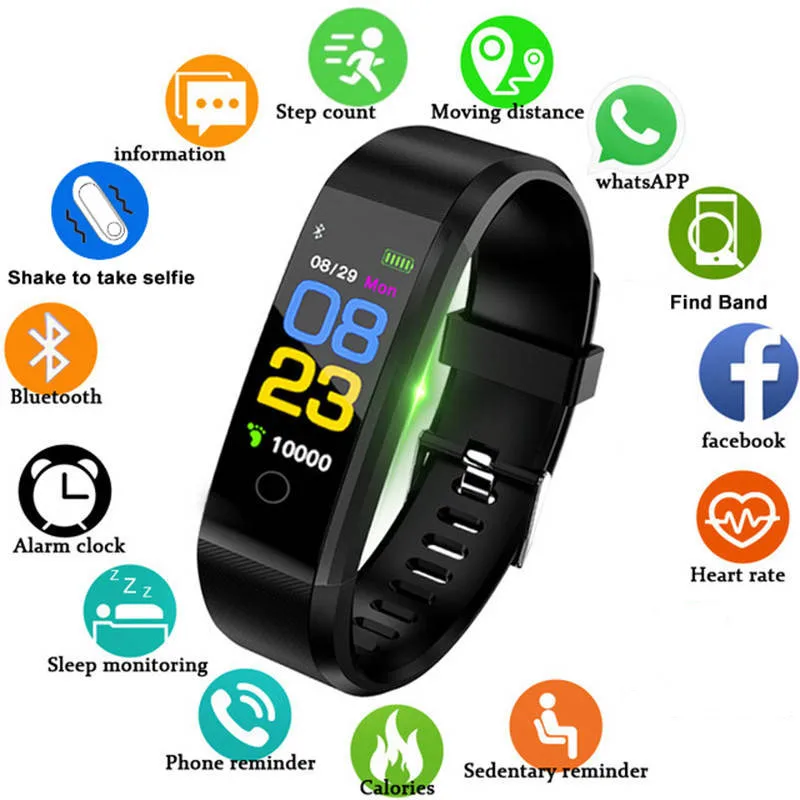 

Smart Bracelet Heart Rate Monitor Fitness Watches Step Counter Message Push pk fitbits mi Band 2