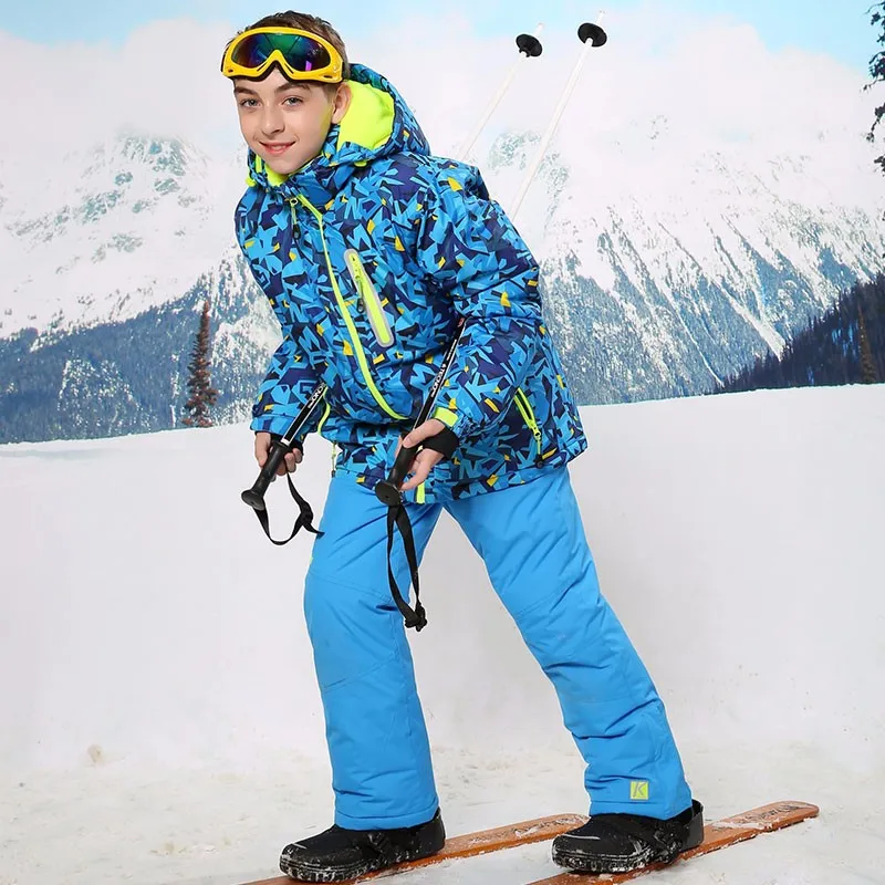 

Mioigee 2018 Winter Children Clothing Sets Baby Boys Ski Suit Outdoor Windproof Sport Suits Kids Ski Jacket+Bib Pants 2pcs Sets