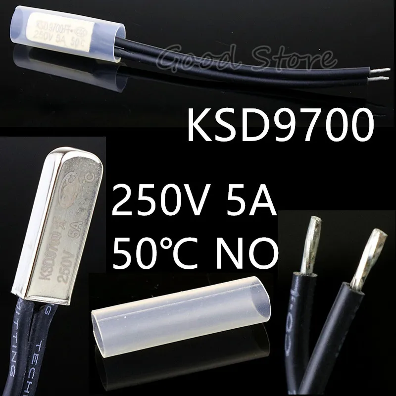 1 шт. KSD9700 без KSD9700 250V 5A 40~ 150 градусов биметаллический дисковый Температура переключателя нормально открытый термостат Термальность протектор - Цвет: 50 Degree Celsius