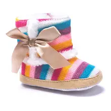 Baby Boots 2017 Fashion Baby Girl Rainbow Soft Sole Snow Boots Soft Crib Shoes Toddler Boots