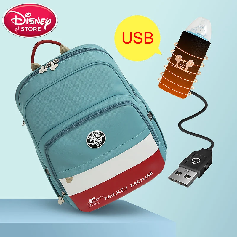 

Disney Mummy Maternity Bag Multi-function Diaper Bag Backpack Bottle Insulation Nappy Baby Bag with Stroller Strap for Baby Care