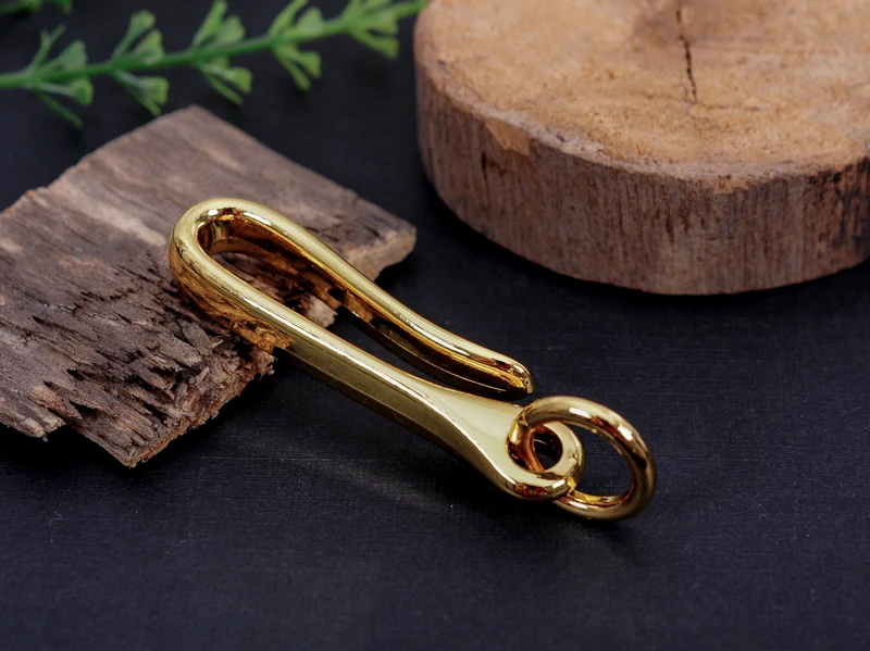 

5pc 15*59mm Bling Gold KeyChain Key Ring Belt U Hook Wallet Chain Fish Hook SET
