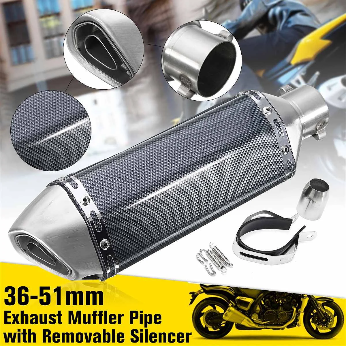 36-51 мм мото rcycle углеродное волокно Глушитель Трубы Escape moto глушитель W/Глушитель для Sportster XL883/Honda/Yamaha/Kawasaki