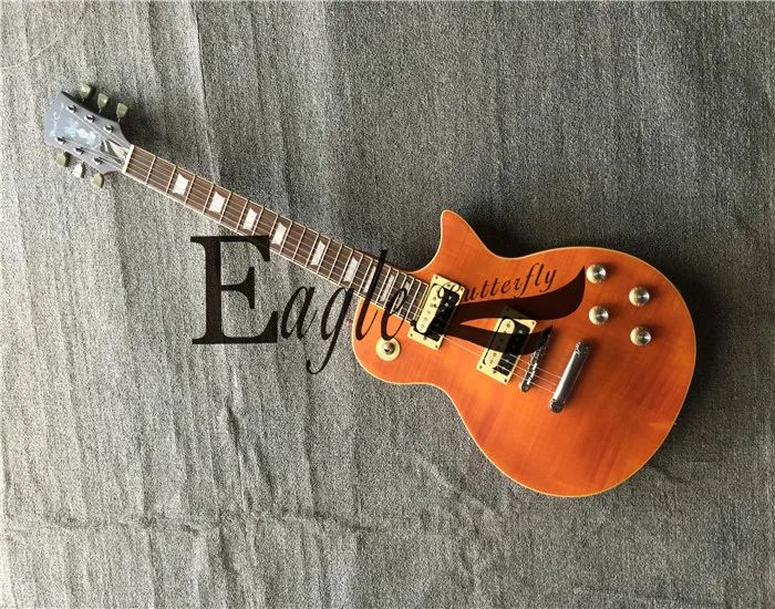 

Eagle. Butterfly electric guitar, electric bass custom shop Orange 22 Flame Maple Veneer Electric Guitar Custom in Stock