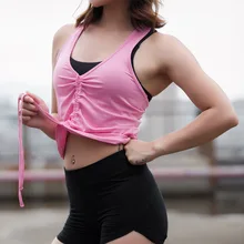 Чу Йога дышащий фитнес Йога Рубашка Для женщин Спорт Бег Обучение жилет быстросохнущая шнурок Майка Gym Танцы рубашка V1426