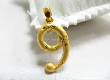 

999 24K Yellow Gold Pendant/ 3D Bless Craft Lucky Number 9 Pendant / 1.49g