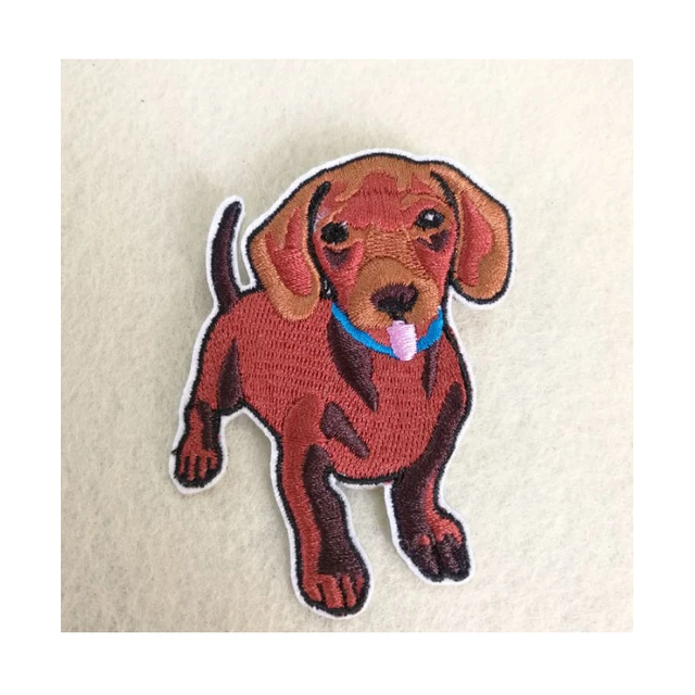 High Quality Lovely Dachshund Dogs Patches Iron On Or Sew Fabric Sticker For Clothes Badge