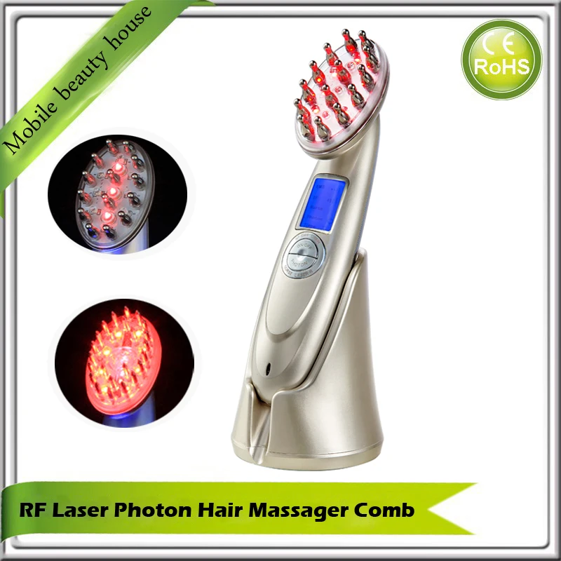 Rechargeable Electric Laser Red Light Hair Noursing Growth Comb Vibrating Head Massager Anti